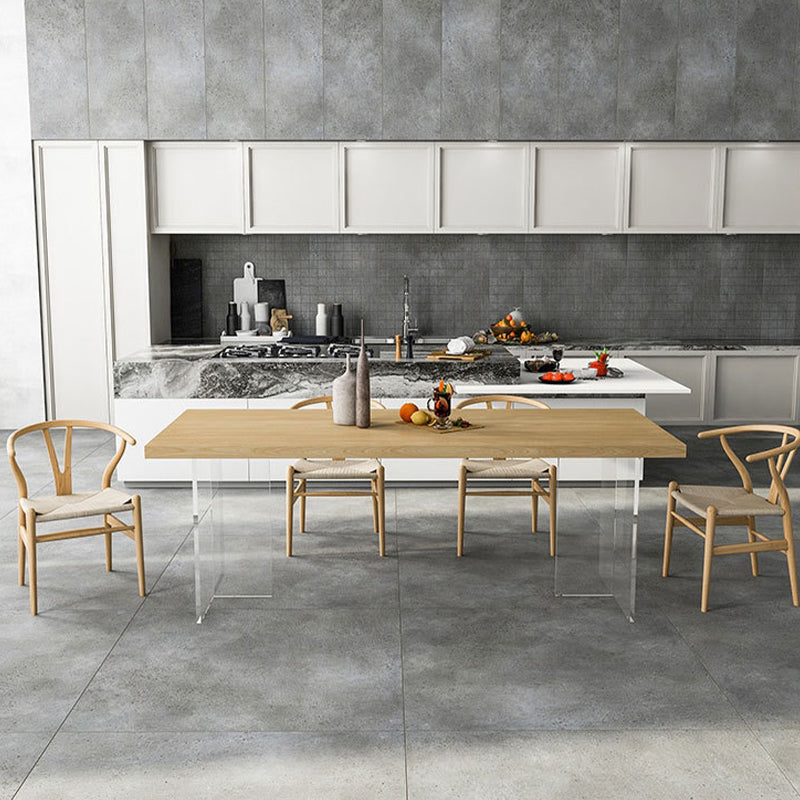 Solid Wood Dining Table Modern Rectangle Dining Table with Acrylic Base Natural 70.9"L x 31.5"W x 29.5"H Without Chairs Clearhalo ' dining_table' 'Dining Tables & Seating' 'Dining Tables' 'furn' 'furn_dining_table' 'Furniture' 'furniture_dining_table' 'Kitchen & Dining Furniture' 'kitchen&dining_furn' 'kitchen' 'kitchen_dining_table' 4588631