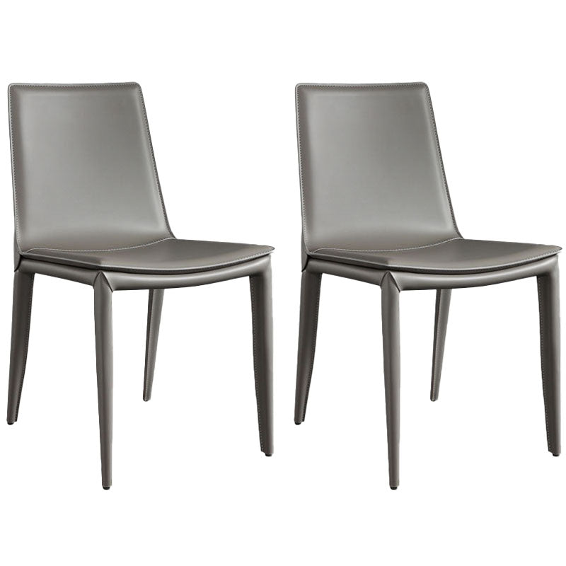 Modern Leather Dining Armless Chair Metal Dining Chairs for Home Use Grey 2 Piece Set Clearhalo ' kitchen&dining_furn' 'Dining Chairs' 'Dining Tables & Seating' 'dining_chair' 'furn' 'furn_dining_chair' 'Furniture' 'furniture_dining_chair' 'Kitchen & Dining Furniture' 'kitchen' 4588777