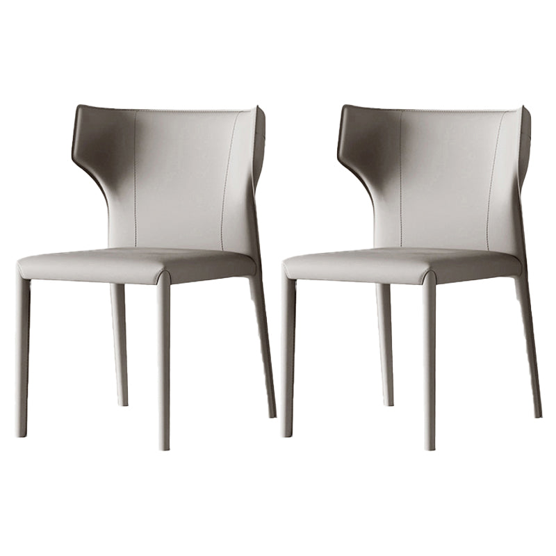 Contemporary Leather Dining Room Chair Armless Wingback Side Chair for Home Use Light Gray 2 Piece Set Clearhalo ' kitchen&dining_furn' 'Dining Chairs' 'Dining Tables & Seating' 'dining_chair' 'furn' 'furn_dining_chair' 'Furniture' 'furniture_dining_chair' 'Kitchen & Dining Furniture' 'kitchen' 4589064