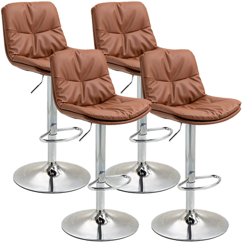 Modern Style Metal Bar Stools with Swivel and Adjustable Height Living Room Bar Stools Coffee Chrome 4 Piece Set Clearhalo 'Bar Furniture' 'Bar Stools' 'bar_stools' 'furn' 'furn_bar_stools' 'furniture_bar_stools' 'Kitchen & Dining Furniture' 'kitchen&dining_furn' 'kitchen' 'kitchen_furn' Furniture' 4589511
