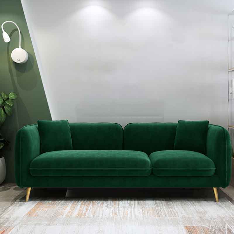 Tight Back Square Arm Ultra-Modern Sofa with Hair Pin Legs for Apartment Green Velvet Clearhalo 'furn' 'furn_sofas' 'Furniture' 'furniture_sofas' 'kitchen' 'kitchen_sofas' 'Living Room Furniture' 'Sofa' 'sofas' 4591924