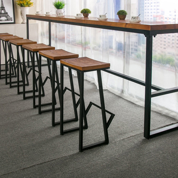 Brown Modern Style Bar Table Solid Wood and Iron Breakroom Bar Table 94.5"L x 15.7"W x 41.3"H Without Chairs Clearhalo 'Bar Furniture' 'Bar Tables' 'bar_tables' 'furn' 'furn_bar_tables' 'Furniture' 'furniture_bar_tables' 'Kitchen & Dining Furniture' 4598189