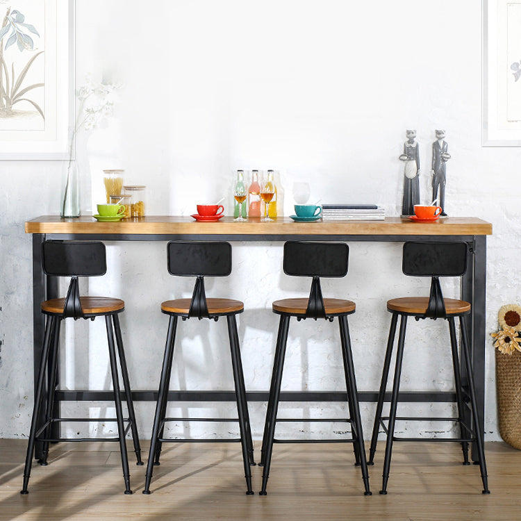 Industrial Solid Wood Pub Table with Rectangle Table Top Trestle Table - 41.3" H 110.2"L x 15.7"W x 41.3"H Without Chairs Clearhalo 'Bar Furniture' 'Bar Tables' 'bar_tables' 'furn' 'furn_bar_tables' 'Furniture' 'furniture_bar_tables' 'Kitchen & Dining Furniture' 4598293