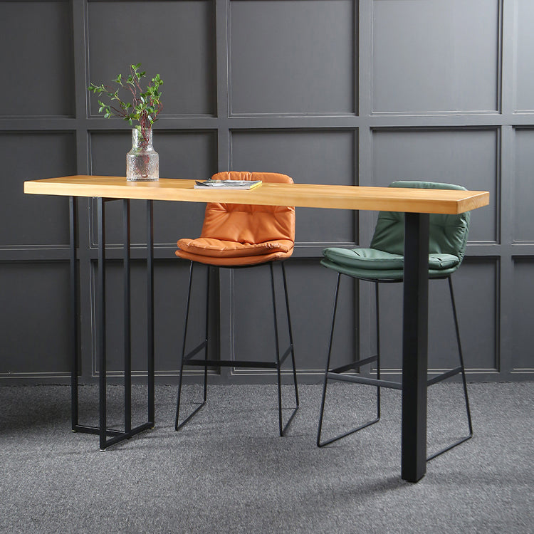 Wood Counter Table with Rectangle Table Top Double Pedestal Table- 41.3" H 78.7"L x 15.7"W x 41.3"H Without Chairs Clearhalo 'Bar Furniture' 'Bar Tables' 'bar_tables' 'furn' 'furn_bar_tables' 'Furniture' 'furniture_bar_tables' 'Kitchen & Dining Furniture' 4598322