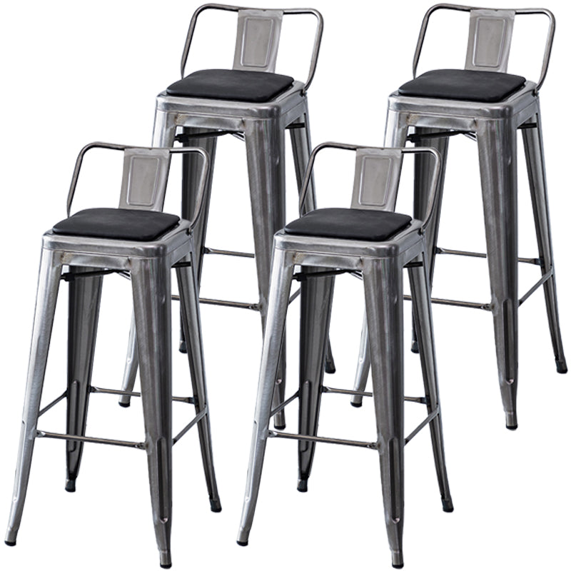 Industrial Backrest Bar Stool Metal and Leather Bar Stool with Iron Legs Leather Iron 4 Piece Set Clearhalo 'Bar Furniture' 'Bar Stools' 'bar_stools' 'furn' 'furn_bar_stools' 'furniture_bar_stools' 'Kitchen & Dining Furniture' 'kitchen&dining_furn' 'kitchen' 'kitchen_furn' Furniture' 4598646