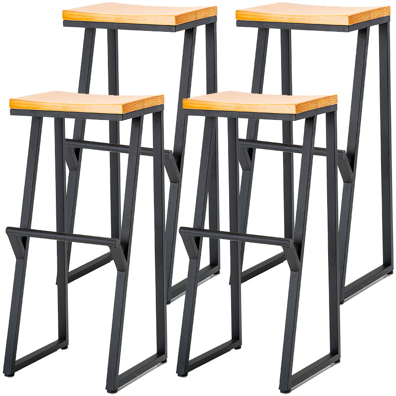 Industrial Style Bar Stool Iron and Solid Wood Square Seat Counter Height Stools 4 Piece Set Bar Stool(33"H) Clearhalo 'Bar Furniture' 'Bar Stools' 'bar_stools' 'furn' 'furn_bar_stools' 'furniture_bar_stools' 'Kitchen & Dining Furniture' 'kitchen&dining_furn' 'kitchen' 'kitchen_furn' Furniture' 4598814