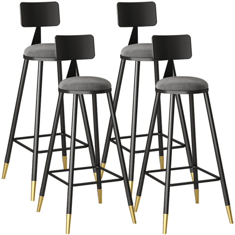 Nordic Iron Low Back Barstool Simple Indoor Tall Stool with Round Upholstered Grey 4 Piece Set Clearhalo 'Bar Furniture' 'Bar Stools' 'bar_stools' 'furn' 'furn_bar_stools' 'furniture_bar_stools' 'Kitchen & Dining Furniture' 'kitchen&dining_furn' 'kitchen' 'kitchen_furn' Furniture' 4598843