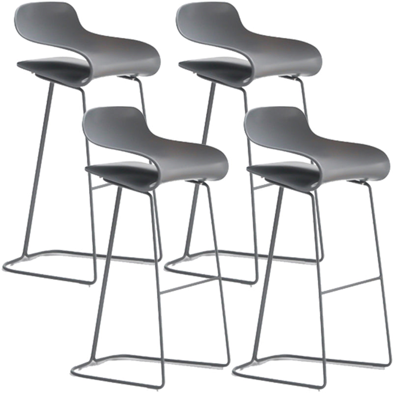 Nordic Simple Low Back Barstool Indoor Iron Tall Stool with Plastic Seat Grey 4 Piece Set Bar Stool(30"H) Clearhalo 'Bar Furniture' 'Bar Stools' 'bar_stools' 'furn' 'furn_bar_stools' 'furniture_bar_stools' 'Kitchen & Dining Furniture' 'kitchen&dining_furn' 'kitchen' 'kitchen_furn' Furniture' 4599300