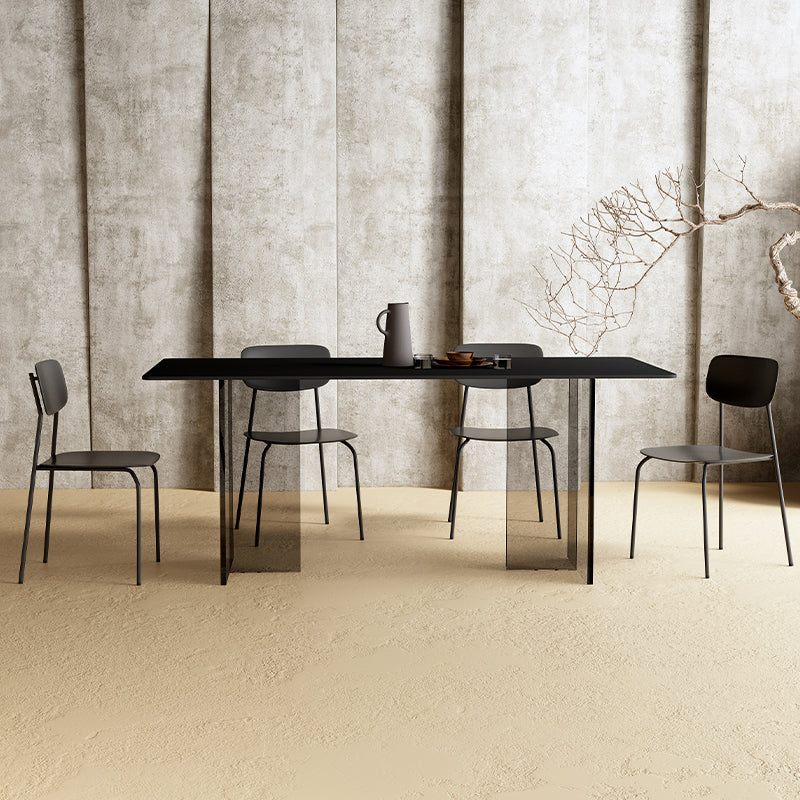 Modern 1/3/4/5 Pieces Dining Set Rectangle Acrylic Dining Table Furniture for Dining Room 5 Pieces: Black Table, 4 Black Chairs Clearhalo 'Dining Room Sets' 'Dining Tables & Seating' 'dining_room_set' 'furn' 'furn_dining_room_set' 'Furniture' 'furniture_dining_room_set' 'Kitchen & Dining Furniture' 'kitchen&dining_furn' 'kitchen' 4599341