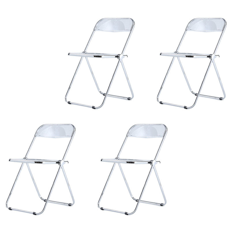 Industrial Style Open Back Dining Side Chair Plastic Dining Armless Chair Clear 4 Piece Set Clearhalo ' kitchen&dining_furn' 'Dining Chairs' 'Dining Tables & Seating' 'dining_chair' 'furn' 'furn_dining_chair' 'Furniture' 'furniture_dining_chair' 'Kitchen & Dining Furniture' 'kitchen' 4600301