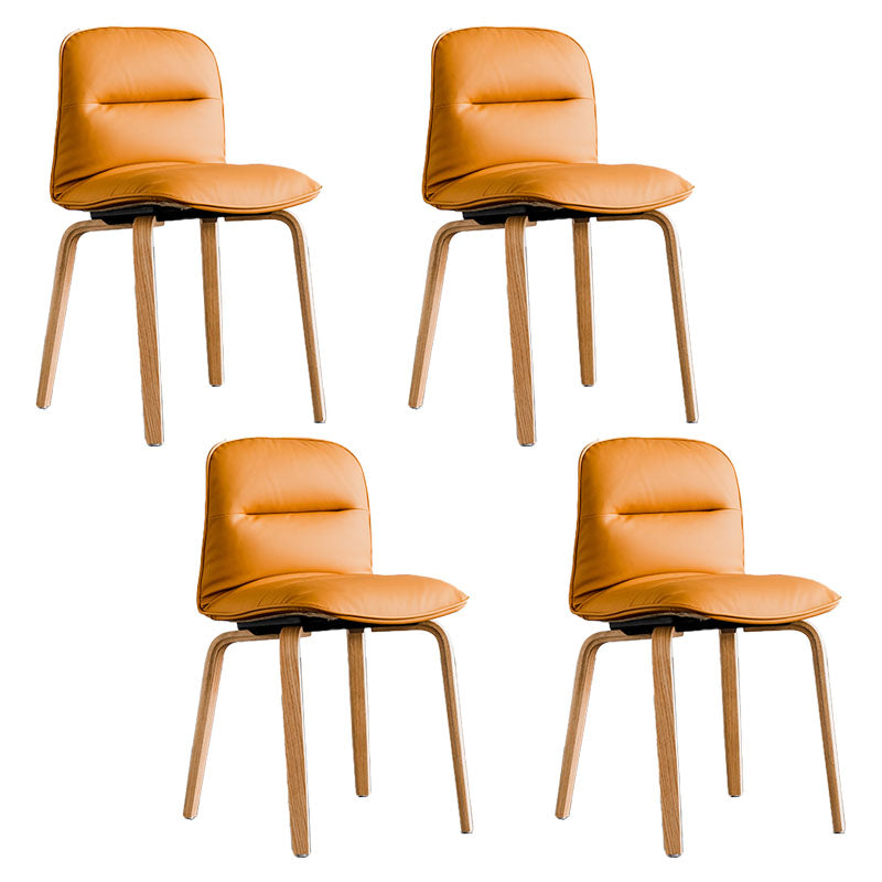 Scandinavian Faux Leather Dining Chairs Armless Solid Back Chair Brown 4 Piece Set Clearhalo ' kitchen&dining_furn' 'Dining Chairs' 'Dining Tables & Seating' 'dining_chair' 'furn' 'furn_dining_chair' 'Furniture' 'furniture_dining_chair' 'Kitchen & Dining Furniture' 'kitchen' 4600835