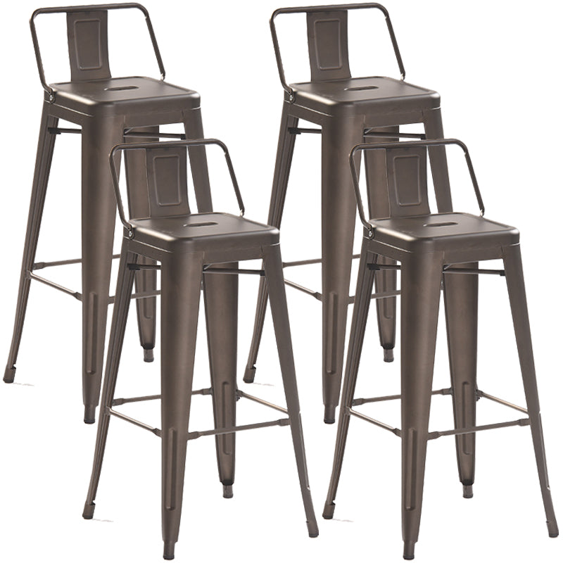 Industrial Style Metal Bar-stool Square Iron Seat Counter Stool for Kitchen Bar Rust With Back 4 Piece Set Clearhalo 'Bar Furniture' 'Bar Stools' 'bar_stools' 'furn' 'furn_bar_stools' 'furniture_bar_stools' 'Kitchen & Dining Furniture' 'kitchen&dining_furn' 'kitchen' 'kitchen_furn' Furniture' 4603050