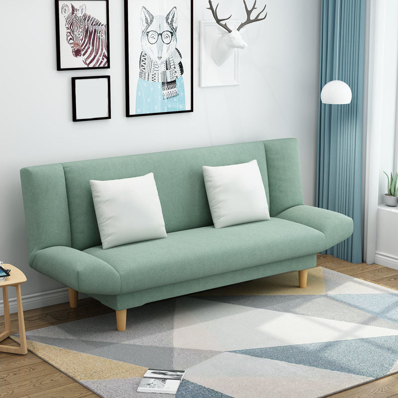 Tight Back Armless Settee Loveseat Convertible Fabric Settee Light Green Pillow Included Clearhalo 'furn' 'furn_sofas' 'Furniture' 'furniture_sofas' 'kitchen' 'kitchen_sofas' 'Living Room Furniture' 'Sofa' 'sofas' 4608081