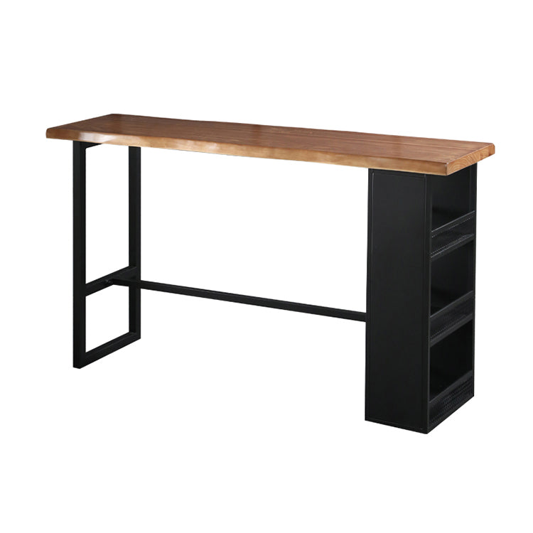 Industrial Wood Pub Table with Rectangle Table Top Trestle Table - 41.3" H Without Chairs Clearhalo 'Bar Furniture' 'Bar Tables' 'bar_tables' 'furn' 'furn_bar_tables' 'Furniture' 'furniture_bar_tables' 'Kitchen & Dining Furniture' 4610975