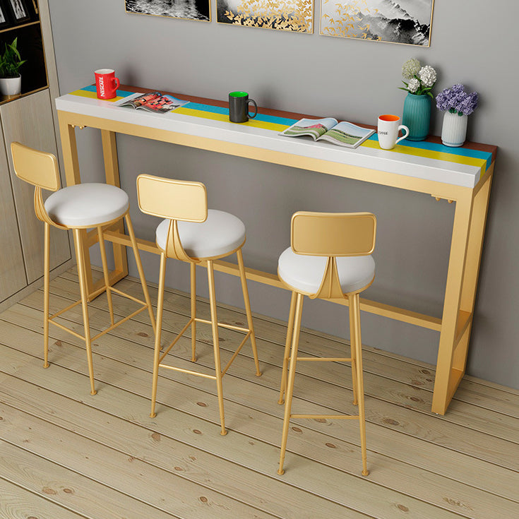 Wood Counter Table with Rectangle Table Top Trestle Table - 41.3" H 70.9"L x 15.7"W x 41.3"H Multi-Color Without Chairs Clearhalo 'Bar Furniture' 'Bar Tables' 'bar_tables' 'furn' 'furn_bar_tables' 'Furniture' 'furniture_bar_tables' 'Kitchen & Dining Furniture' 4611064