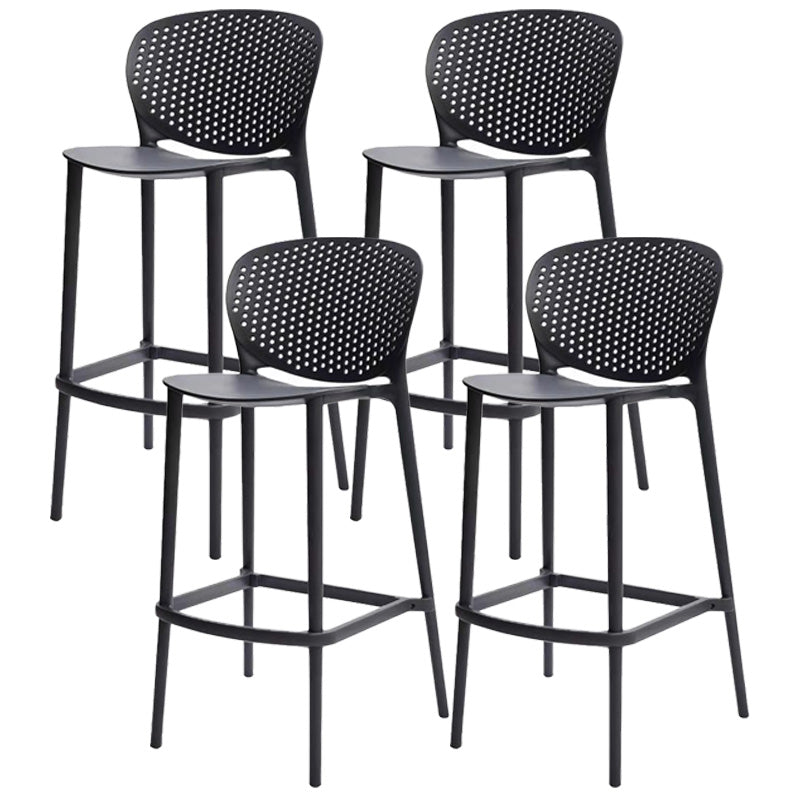 Modern Armless Backrest Counter Stool Plastic Balcony Bar Stool Black 4 Piece Set Clearhalo 'Bar Furniture' 'Bar Stools' 'bar_stools' 'furn' 'furn_bar_stools' 'furniture_bar_stools' 'Kitchen & Dining Furniture' 'kitchen&dining_furn' 'kitchen' 'kitchen_furn' Furniture' 4611202