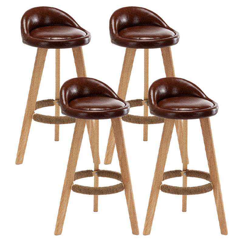 Scandinavia Style Bar-stool Round Seat Wooden Legs for Kitchen Bar Dark Coffee 4 Piece Set Clearhalo 'Bar Furniture' 'Bar Stools' 'bar_stools' 'furn' 'furn_bar_stools' 'furniture_bar_stools' 'Kitchen & Dining Furniture' 'kitchen&dining_furn' 'kitchen' 'kitchen_furn' Furniture' 4611421
