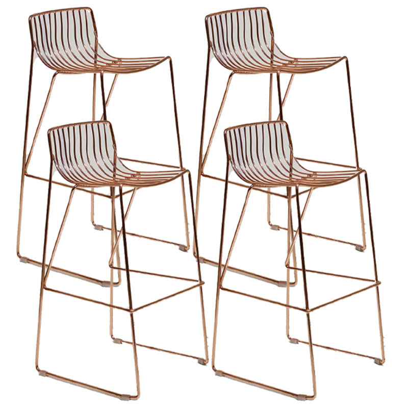Modern Style Steel Counter Stools with Footrest and Cutout Milk Tea Shop Bar Stool 30 Inch Rose Gold Set of 4 Bar Stool(30"H) Clearhalo 'Bar Furniture' 'Bar Stools' 'bar_stools' 'furniture_bar_stools' 'Kitchen & Dining Furniture' 'kitchen&dining_furn' 'kitchen' 'kitchen_furn' Furniture' 4611718