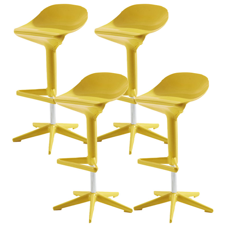 Living Room Modern Plastic Barstool Rotating Lifting Macron Bar Stool with Backrests Yellow 4 Piece Set Clearhalo 'Bar Furniture' 'Bar Stools' 'bar_stools' 'furn' 'furn_bar_stools' 'furniture_bar_stools' 'Kitchen & Dining Furniture' 'kitchen&dining_furn' 'kitchen' 'kitchen_furn' Furniture' 4611744