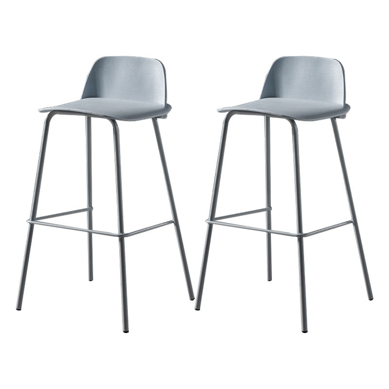 Contemporary Plastic Seats Macron Barstool Metal 4 Legs Bar Stool for Indoor Set of 2 Blue 2 Piece Set Bar Stool(30"H) Clearhalo 'Bar Furniture' 'Bar Stools' 'bar_stools' 'furn' 'furn_bar_stools' 'furniture_bar_stools' 'Kitchen & Dining Furniture' 'kitchen&dining_furn' 'kitchen' 'kitchen_furn' Furniture' 4611796