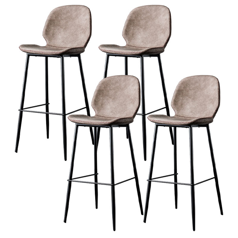 Nordic Iron Simple Barstool Indoor Tall Stool with Leather Seat Dark Brown 4 Piece Set Clearhalo 'Bar Furniture' 'Bar Stools' 'bar_stools' 'furn' 'furn_bar_stools' 'furniture_bar_stools' 'Kitchen & Dining Furniture' 'kitchen&dining_furn' 'kitchen' 'kitchen_furn' Furniture' 4611867