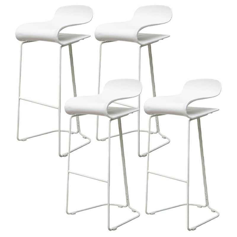 Nordic Stainless Steel Barstool Simple Indoor Tall Stool with Plastic Seat White 4 Piece Set Bar Stool(30"H) Clearhalo 'Bar Furniture' 'Bar Stools' 'bar_stools' 'furn' 'furn_bar_stools' 'furniture_bar_stools' 'Kitchen & Dining Furniture' 'kitchen&dining_furn' 'kitchen' 'kitchen_furn' Furniture' 4611925
