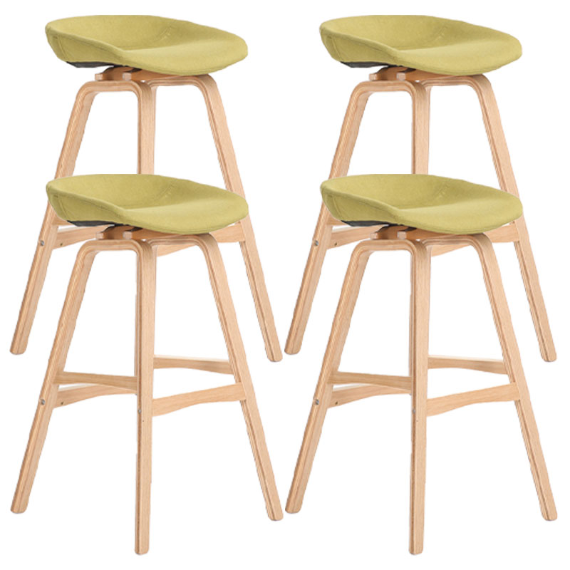 Nordic Wood Low Back Barstool Simple Indoor Tall Stool with Bucket Seat Green 4 Piece Set Clearhalo 'Bar Furniture' 'Bar Stools' 'bar_stools' 'furn' 'furn_bar_stools' 'furniture_bar_stools' 'Kitchen & Dining Furniture' 'kitchen&dining_furn' 'kitchen' 'kitchen_furn' Furniture' 4611976