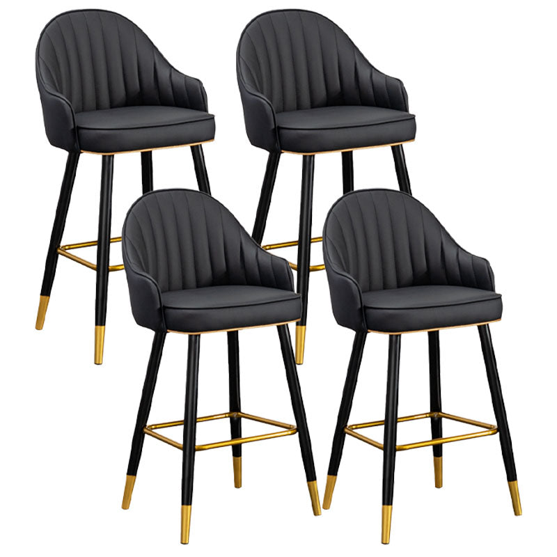 Scandinavian Leather Counter Stools Metal Black Bar Stools with Footrest Black 4 Piece Set Clearhalo 'Bar Furniture' 'Bar Stools' 'bar_stools' 'furn' 'furn_bar_stools' 'furniture_bar_stools' 'Kitchen & Dining Furniture' 'kitchen&dining_furn' 'kitchen' 'kitchen_furn' Furniture' 4611997