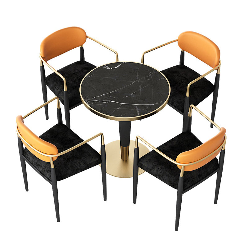 Glam Style 1/2/3/4/5 Pieces Dining Set Black-gold Table Dining Set for Living Room 5 Pieces: Table, 4 Chairs Clearhalo 'Dining Room Sets' 'Dining Tables & Seating' 'dining_room_set' 'Furniture' 'furniture_dining_room_set' 'Kitchen & Dining Furniture' 'kitchen&dining_furn' 'kitchen' 4612026