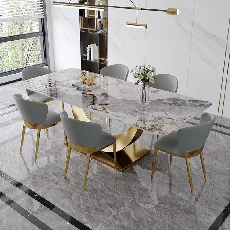 1/4/5/6/7 Pieces Dining Table Set with Sintered Stone Top Dining Chairs Set for Home 7 Pieces: Table, 6 Chairs Clearhalo 'Dining Room Sets' 'Dining Tables & Seating' 'dining_room_set' 'furn' 'furn_dining_room_set' 'Furniture' 'furniture_dining_room_set' 'Kitchen & Dining Furniture' 'kitchen&dining_furn' 'kitchen' 4612297