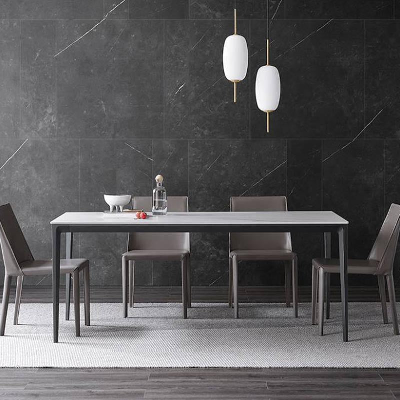 Stone Modern Rectangle Dining Table Matte Finish 4 Legs Table for Kitchen Black-Gray Clearhalo ' dining_table' 'Dining Tables & Seating' 'Dining Tables' 'Furniture' 'furniture_dining_table' 'Kitchen & Dining Furniture' 'kitchen&dining_furn' 'kitchen' 'kitchen_dining_table' 4612631