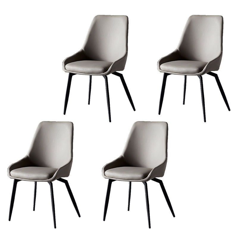 Industrial Arm Solid Back Dining Side Chair Leather Dining Side Chair Grey 4 Piece Set Clearhalo ' kitchen&dining_furn' 'Dining Chairs' 'Dining Tables & Seating' 'dining_chair' 'furn' 'furn_dining_chair' 'Furniture' 'furniture_dining_chair' 'Kitchen & Dining Furniture' 'kitchen' 4612823