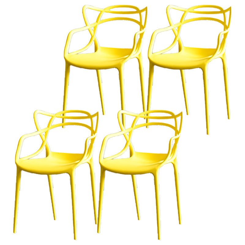 Contemporary Chairs Dining Arm Open Back Side Chairs with Plastic Legs for Kitchen Yellow 4 Piece Set Clearhalo ' kitchen&dining_furn' 'Dining Chairs' 'Dining Tables & Seating' 'dining_chair' 'furn' 'furn_dining_chair' 'Furniture' 'furniture_dining_chair' 'Kitchen & Dining Furniture' 'kitchen' 4612995