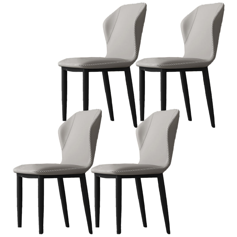 Industrial Wingback Armless Dining Chair Faux Leather Dining Chairs for Home Use Light Gray 4 Piece Set Clearhalo ' kitchen&dining_furn' 'Dining Chairs' 'Dining Tables & Seating' 'dining_chair' 'furn' 'furn_dining_chair' 'Furniture' 'furniture_dining_chair' 'Kitchen & Dining Furniture' 'kitchen' 4613072
