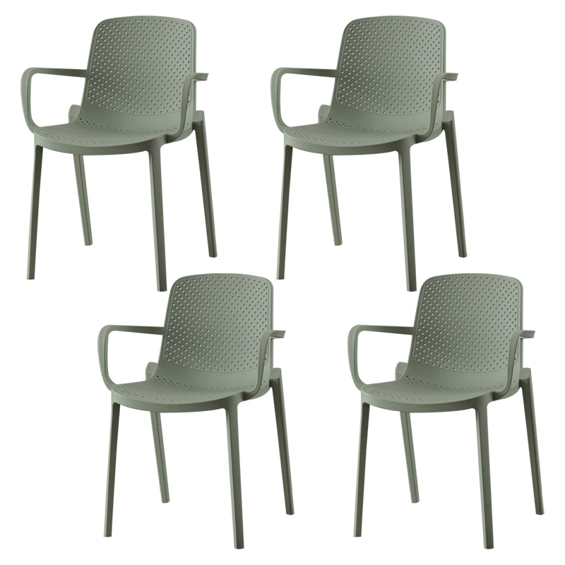 Scandinavian Plastic Dining Kitchen Room Arm Chair Solid Back Chair Green 4 Piece Set Clearhalo ' kitchen&dining_furn' 'Dining Chairs' 'Dining Tables & Seating' 'dining_chair' 'furn' 'furn_dining_chair' 'Furniture' 'furniture_dining_chair' 'Kitchen & Dining Furniture' 'kitchen' 4613286