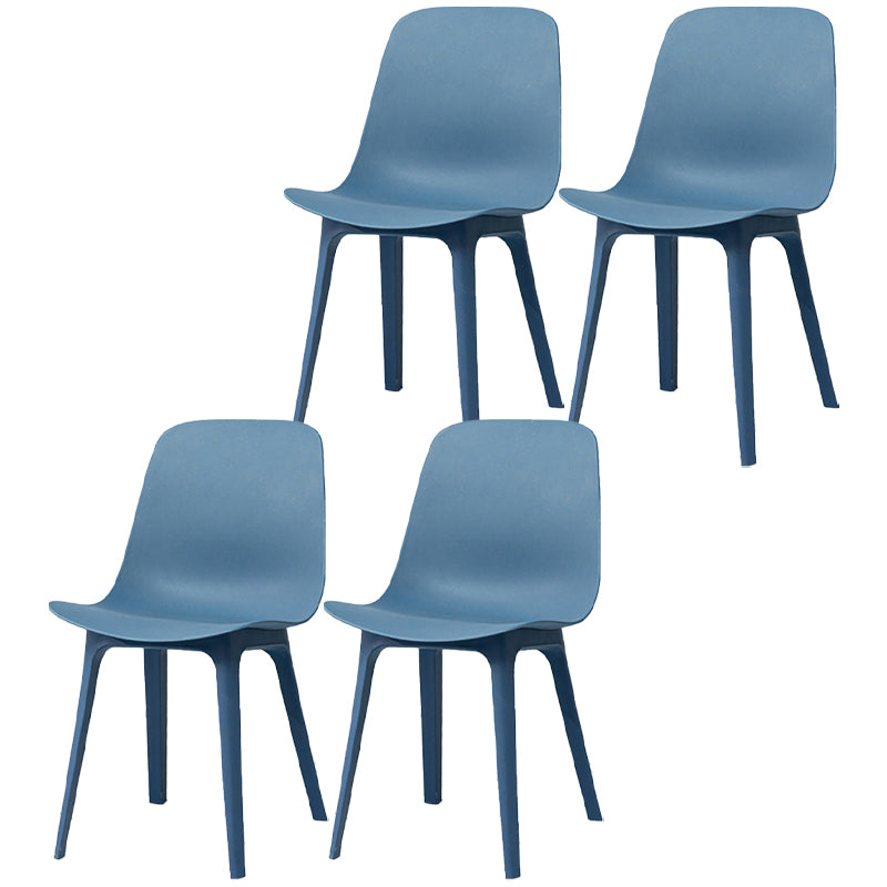 Scandinavian Armless Solid Back Chair Plastic Dining Side Chairs Dark Blue 4 Piece Set Clearhalo ' kitchen&dining_furn' 'Dining Chairs' 'Dining Tables & Seating' 'dining_chair' 'furn' 'furn_dining_chair' 'Furniture' 'furniture_dining_chair' 'Kitchen & Dining Furniture' 'kitchen' 4613398