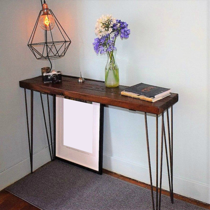 Light Brown Modern Style Bar Table in Metal and Wood Milk Tea Shop Bar 63"L x 15.7"W x 41.3"H Brown Without Chairs Clearhalo 'Bar Furniture' 'Bar Tables' 'bar_tables' 'furn' 'furn_bar_tables' 'Furniture' 'furniture_bar_tables' 'Kitchen & Dining Furniture' 4619938