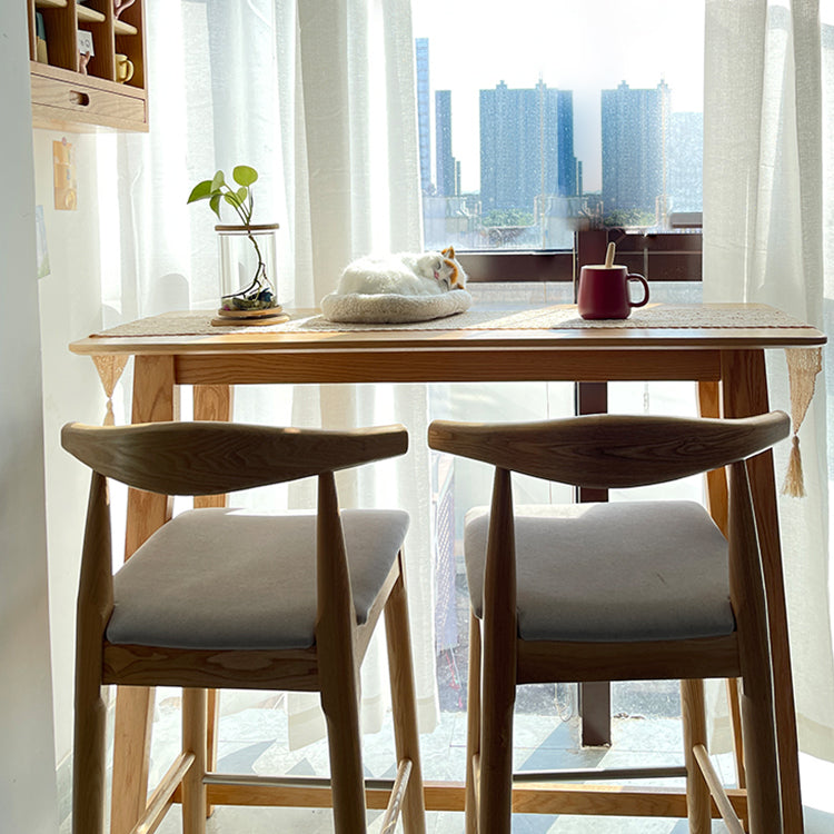 Wood Counter Height Table with Rectangle Table Top Trestle Table - 41.3" H 55.1"L x 17.7"W x 41.3"H Wood Without Chairs Clearhalo 'Bar Furniture' 'Bar Tables' 'bar_tables' 'furn' 'furn_bar_tables' 'Furniture' 'furniture_bar_tables' 'Kitchen & Dining Furniture' 4619994