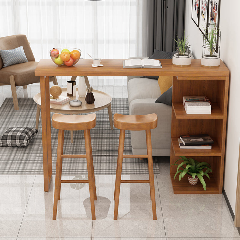 Modern Wood Pub Table with Rectangle Table Top Double Pedestal Table- 41.3" H 70.9"L x 17.7"W x 41.3"H Wood Without Chairs Clearhalo 'Bar Furniture' 'Bar Tables' 'bar_tables' 'furn' 'furn_bar_tables' 'Furniture' 'furniture_bar_tables' 'Kitchen & Dining Furniture' 4620065