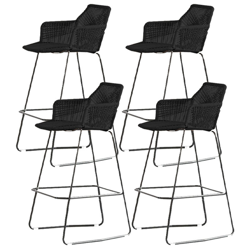 Modern Style Metal Bar Stool with Footrest and Low Back Balcony Lounge Bar Stool 30 Inch Black Set of 4 Clearhalo 'Bar Furniture' 'Bar Stools' 'bar_stools' 'furniture_bar_stools' 'Kitchen & Dining Furniture' 'kitchen&dining_furn' 'kitchen' 'kitchen_furn' Furniture' 4620119