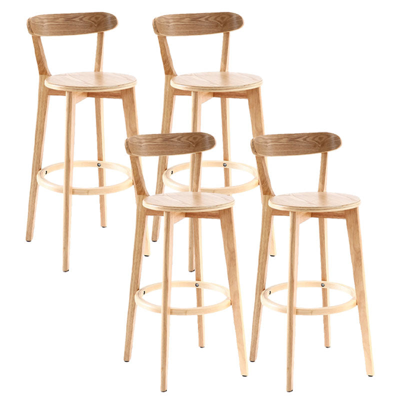 Natural Wood Upholstered Counter Stools Scandinavian Footrest Bar Stools Natural 4 Piece Set Clearhalo 'Bar Furniture' 'Bar Stools' 'bar_stools' 'furn' 'furn_bar_stools' 'furniture_bar_stools' 'Kitchen & Dining Furniture' 'kitchen&dining_furn' 'kitchen' 'kitchen_furn' Furniture' 4620207