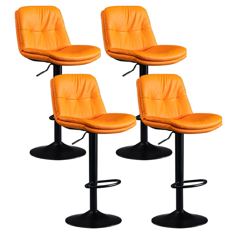 Nordic Steel Adjustable Swivel Barstool Indoor Tall Stool with Leather Seat Orange 4 Piece Set Clearhalo 'Bar Furniture' 'Bar Stools' 'bar_stools' 'furn' 'furn_bar_stools' 'furniture_bar_stools' 'Kitchen & Dining Furniture' 'kitchen&dining_furn' 'kitchen' 'kitchen_furn' Furniture' 4620284