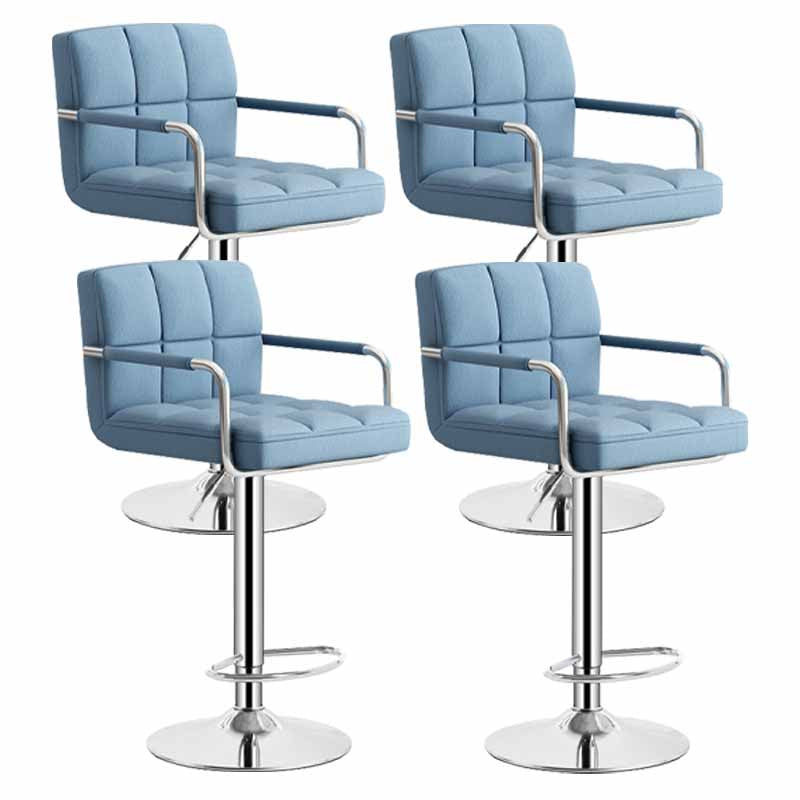 Scandinavian Adjustable Height Swivel Counter Stools Metal Upholstered Bar Stools Blue 4 Piece Set Clearhalo 'Bar Furniture' 'Bar Stools' 'bar_stools' 'furn' 'furn_bar_stools' 'furniture_bar_stools' 'Kitchen & Dining Furniture' 'kitchen&dining_furn' 'kitchen' 'kitchen_furn' Furniture' 4620327
