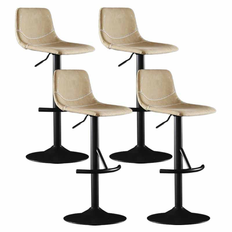 Nordic Indoor Barstool Adjustable Metal Swivel Tall Stool with Leather Seat Off-White 4 Piece Set Clearhalo 'Bar Furniture' 'Bar Stools' 'bar_stools' 'furn' 'furn_bar_stools' 'furniture_bar_stools' 'Kitchen & Dining Furniture' 'kitchen&dining_furn' 'kitchen' 'kitchen_furn' Furniture' 4620387