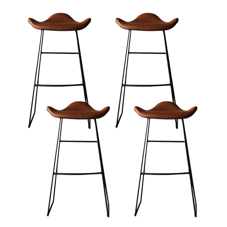 Industrial Style Metal Bar-stool Bucket Seat Sled Legs Counter Stool for Kitchen Bar Dark Brown 4 Piece Set Clearhalo 'Bar Furniture' 'Bar Stools' 'bar_stools' 'furn' 'furn_bar_stools' 'furniture_bar_stools' 'Kitchen & Dining Furniture' 'kitchen&dining_furn' 'kitchen' 'kitchen_furn' Furniture' 4620743