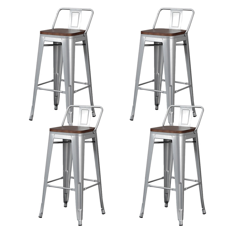 Industrial Style Metal Bar-stool Square Seat Counter Stool for Kitchen Bar Light Silver 4 Piece Set Bar Stool(30"H) Clearhalo 'Bar Furniture' 'Bar Stools' 'bar_stools' 'furn' 'furn_bar_stools' 'furniture_bar_stools' 'Kitchen & Dining Furniture' 'kitchen&dining_furn' 'kitchen' 'kitchen_furn' Furniture' 4620811