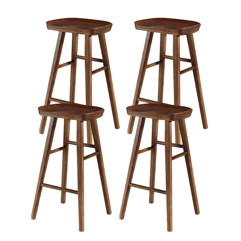 Industrial Style Wooden Bar-stool Saddle Seat Counter Stool for Kitchen Bar Walnut 4 Piece Set Bar Stool(30"H) Clearhalo 'Bar Furniture' 'Bar Stools' 'bar_stools' 'furn' 'furn_bar_stools' 'furniture_bar_stools' 'Kitchen & Dining Furniture' 'kitchen&dining_furn' 'kitchen' 'kitchen_furn' Furniture' 4620908