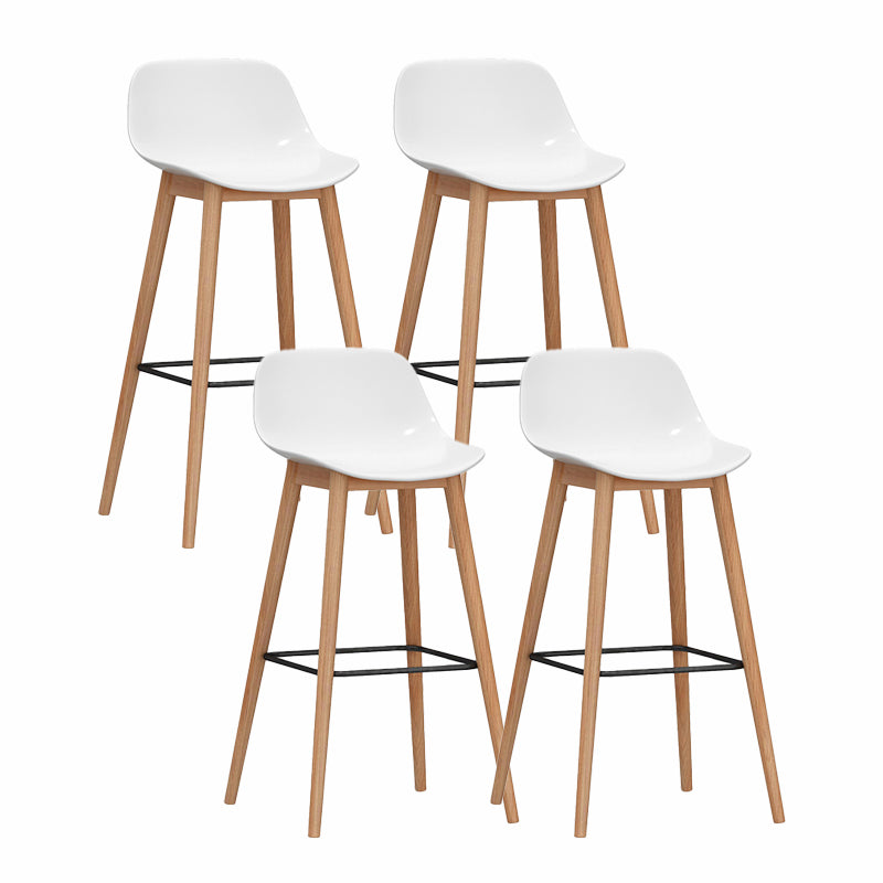 Modern Armless Backrest Counter Stool Wood Cashier Bar Stool with Plastic Seat White 4 Piece Set Clearhalo 'Bar Furniture' 'Bar Stools' 'bar_stools' 'furn' 'furn_bar_stools' 'furniture_bar_stools' 'Kitchen & Dining Furniture' 'kitchen&dining_furn' 'kitchen' 'kitchen_furn' Furniture' 4620988