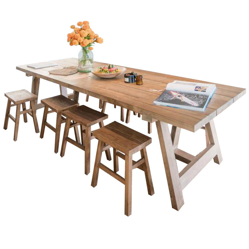 Solid Wood Dining Table Rectangle Pine Wood Dining Table with Sled Base Natural 86.6"L x 35.4"W x 29.5"H Without Chairs Clearhalo ' dining_table' 'Dining Tables & Seating' 'Dining Tables' 'furn' 'furn_dining_table' 'Furniture' 'furniture_dining_table' 'Kitchen & Dining Furniture' 'kitchen&dining_furn' 'kitchen' 'kitchen_dining_table' 4621738