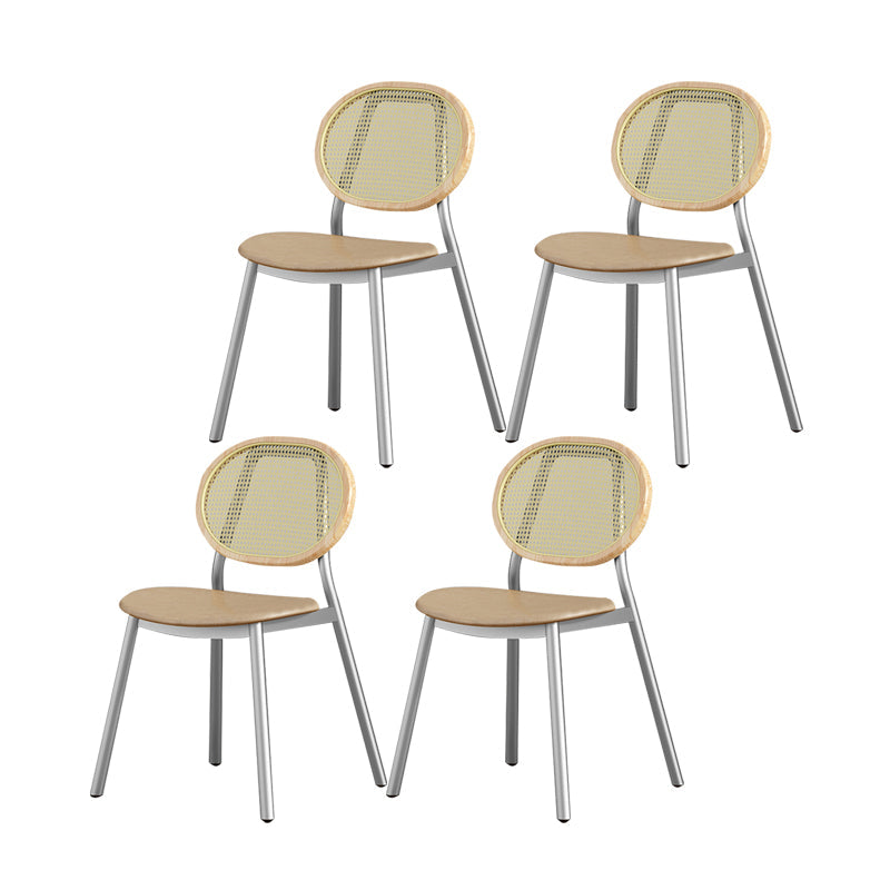 Scandinavian Open Back Dining Side Chair for Home Leather Dining Side Chair Silver 4 Piece Set Clearhalo ' kitchen&dining_furn' 'Dining Chairs' 'Dining Tables & Seating' 'dining_chair' 'furn' 'furn_dining_chair' 'Furniture' 'furniture_dining_chair' 'Kitchen & Dining Furniture' 'kitchen' 4622284